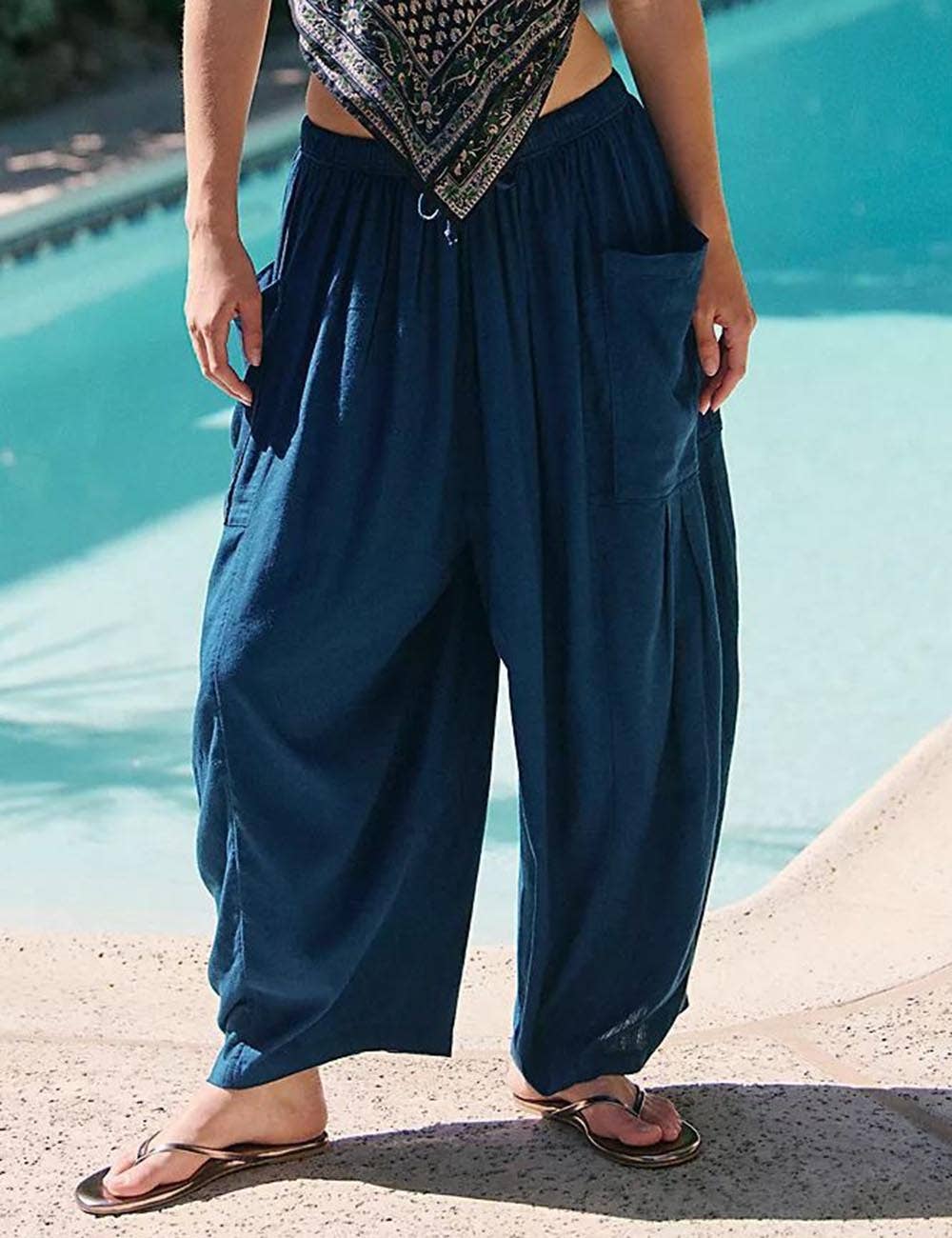 Dipped Shop – wholesale Pants – Women's – Solid Color String Elastic Waist Loose Pants DP25D6620