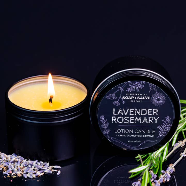 Candela corpo e massaggio: Lavender Rosemary per la vendita all'ingrosso da parte di Chagrin Valley Soap
