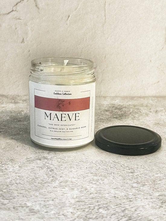 Maeve Goddess Crystal Intention Candle for wholesale by Poppy & Ember