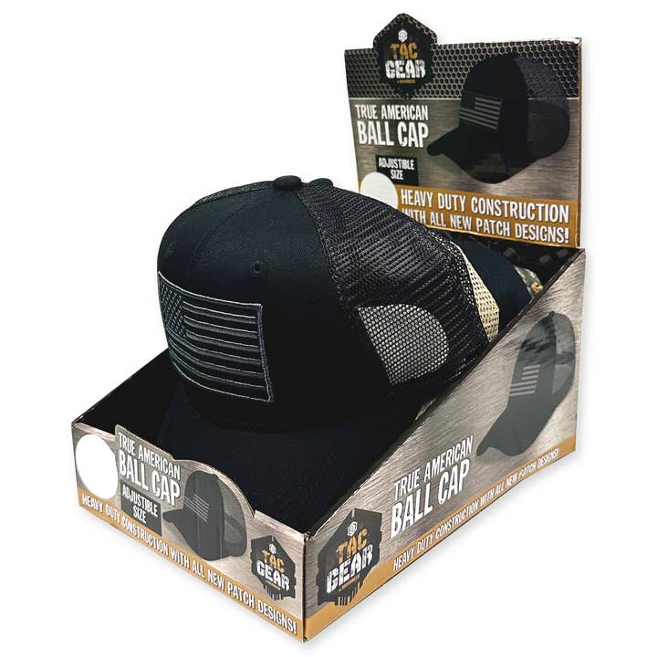 Novelty Brands - Wholesale Baseball Cap - Unisex - TAC GEAR AMERICAN FLAG ADJUSTABLE BALL CAP HATS- 6/DISPLAY