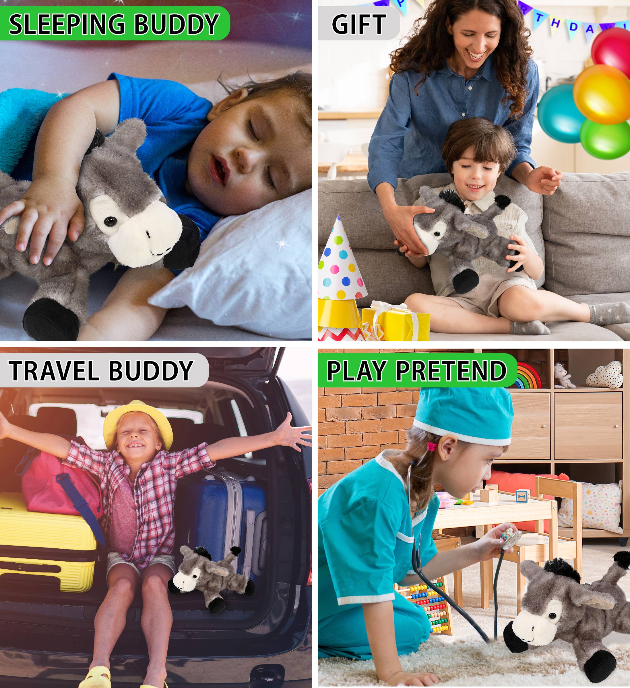 Cota Global – wholesale Stuffed/plush toy – Kids & baby – Super Soft Plush - Lying Grey Donkey3