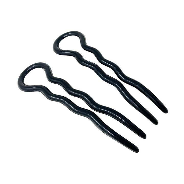 Parcelona Fransk Slank 9 cm Celluloid Vågig U-formad Hårnål för Kvinnor (2 st) för wholesale av Parcelona