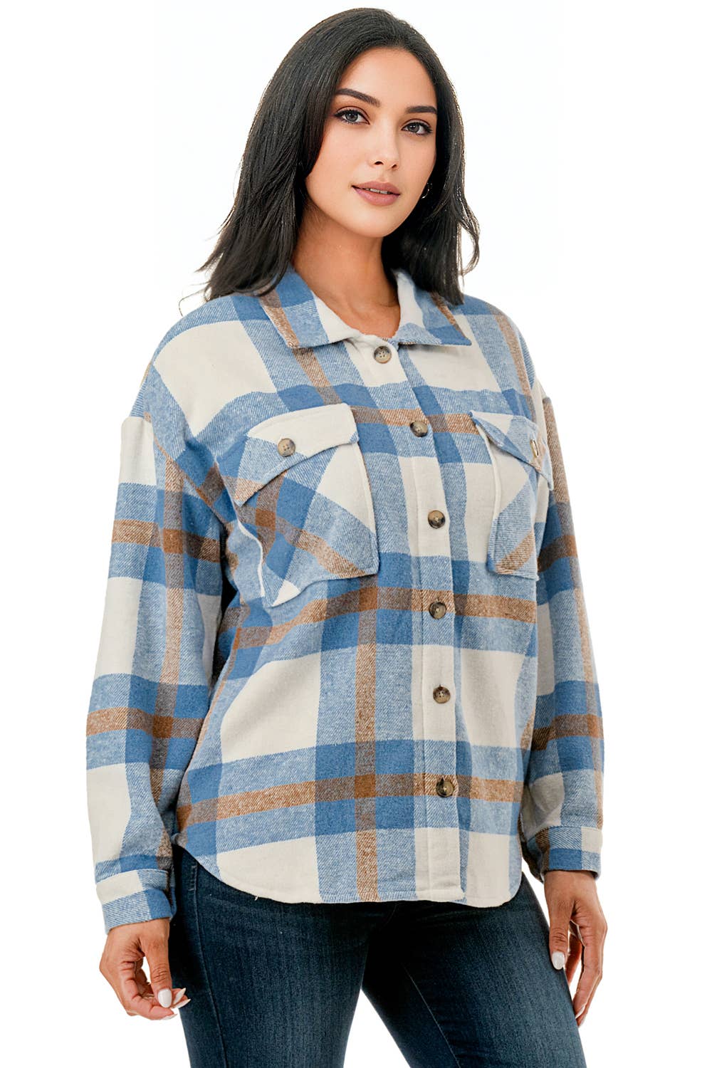 Color 5 - Wholesale Shirt Jacket/Shacket - Women's - Plaid flannel shacket basic shirt jacket w/fur lined inside9