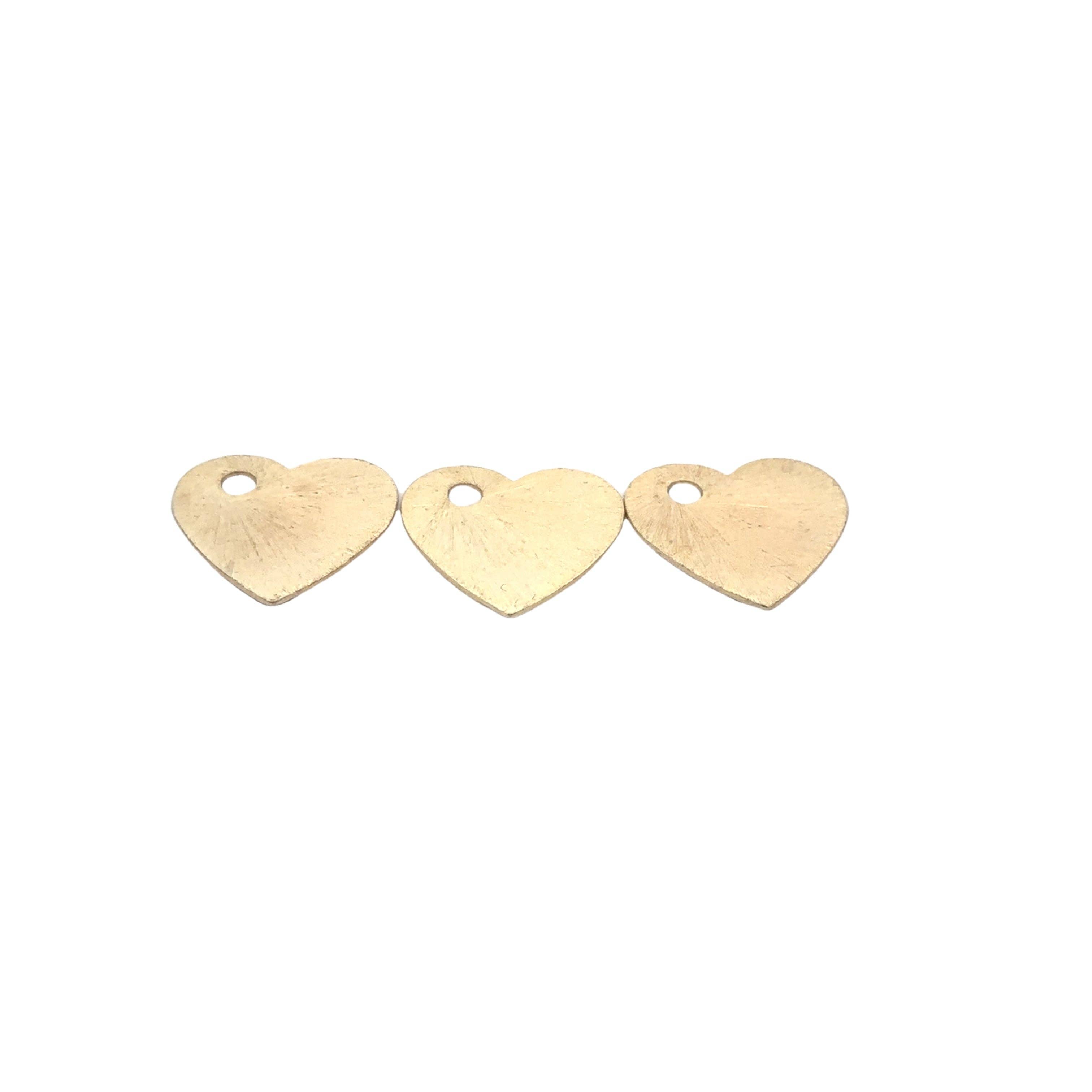 Purity Beads - Wholesale Individual Charm/Pendant - 10pcs. Heart Shape Gold Finish, Brushed Finish, E-coated, one hole, Copper/Brass Findings, 25mm#G5460