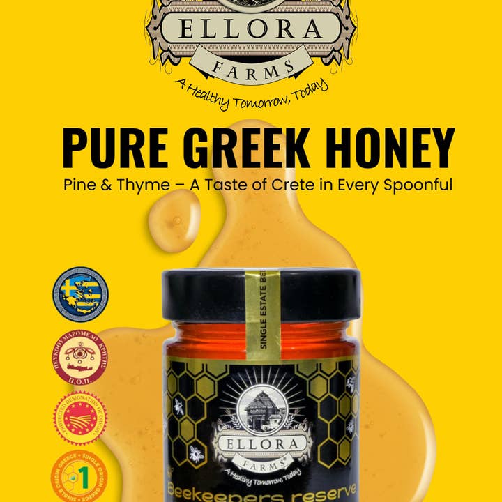 ELLORA FARMS - Wholesale Honey - Single Estate PDO Greek Raw Honey, Pine & Thyme, Gift 450g 8