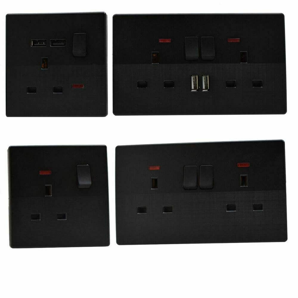 Ledsone – wholesale Light switch cover/plate – Single Double Screwless Black Light Switches & Socket Flat6