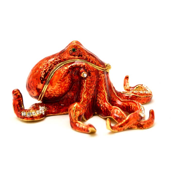 Ciel Collectables - Vente Boîte/rangement à bijoux - Boîte à bijoux Blue Octopus. Fabriqué à la main avec Swarovski6