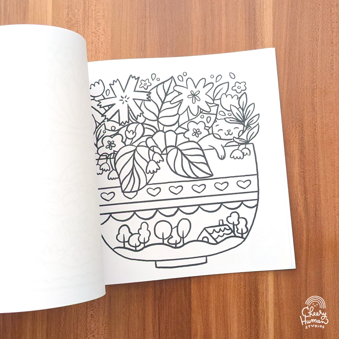 Cheery Human Studios - Wholesale Coloring & Activity Book - Adult - Cozy Animals + Plants - Coloring Book | Hand Drawn Artwork4