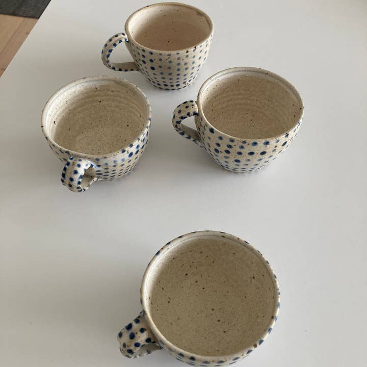 Polli Pots - Wholesale Coffee Mug - Danish small coffee mug BLUE polka dots2