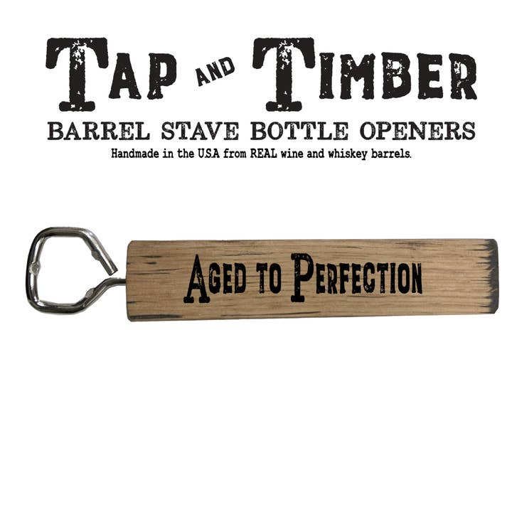 60 Barrel Stave Bottle Openers with Standup Display for wholesale by ThousandOaksBarrelCo.