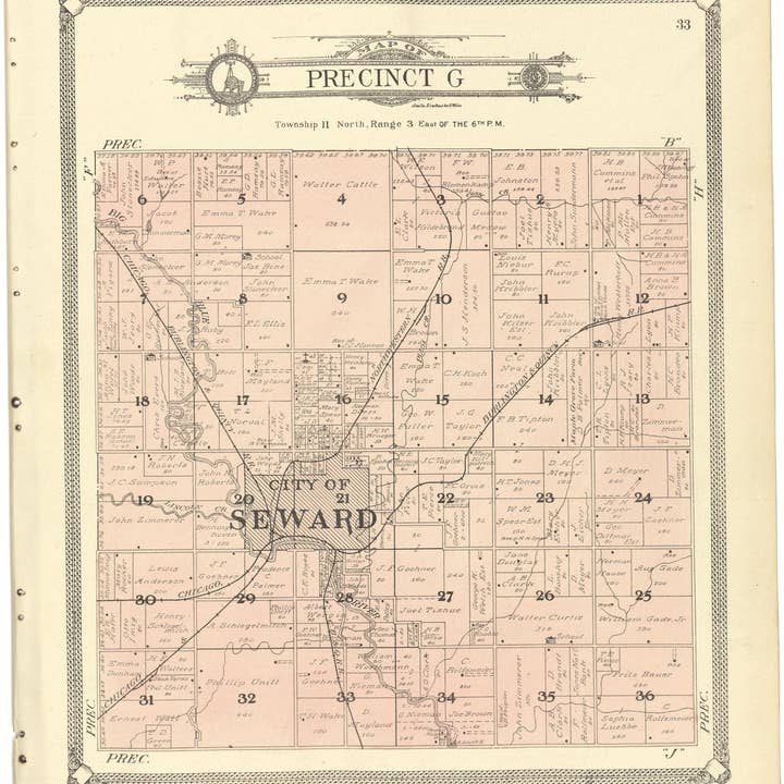 Relic Map Co. - Wholesale Map - Map of Precinct G from Standard Atlas of Seward County, Nebraska 1908