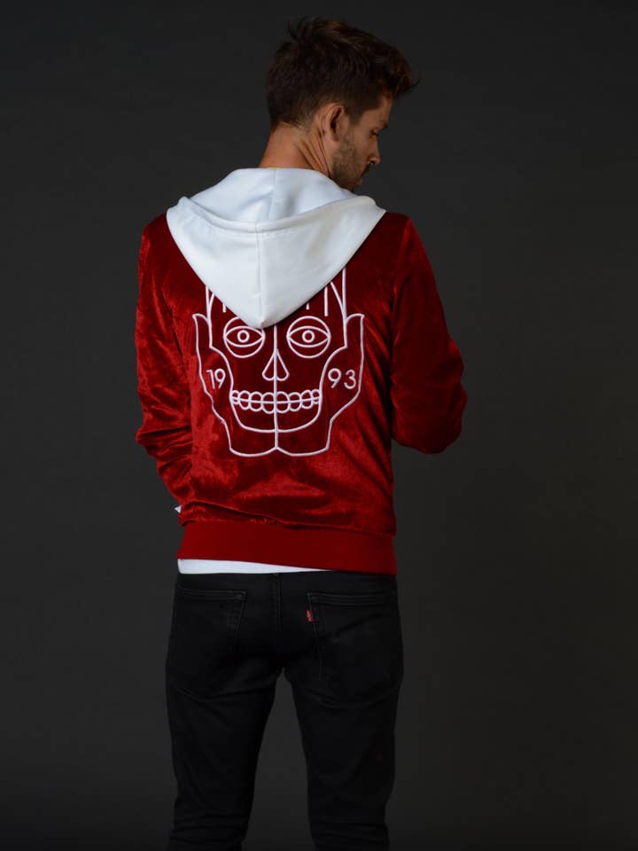 Giacca in velluto rosso per la vendita all'ingrosso da parte di Young God