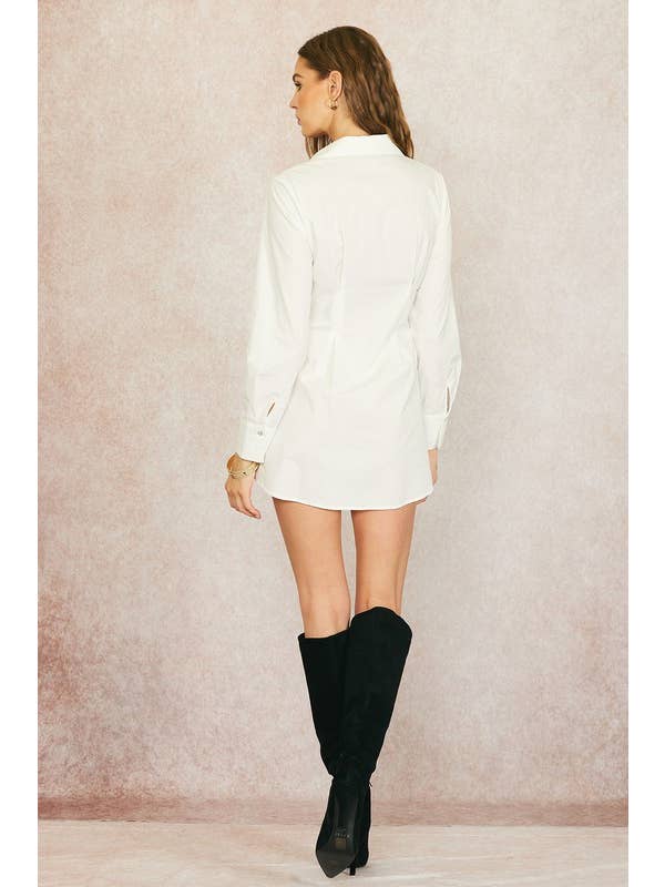 White Cotton Poplin Shirt Dress for wholesale on Faire7