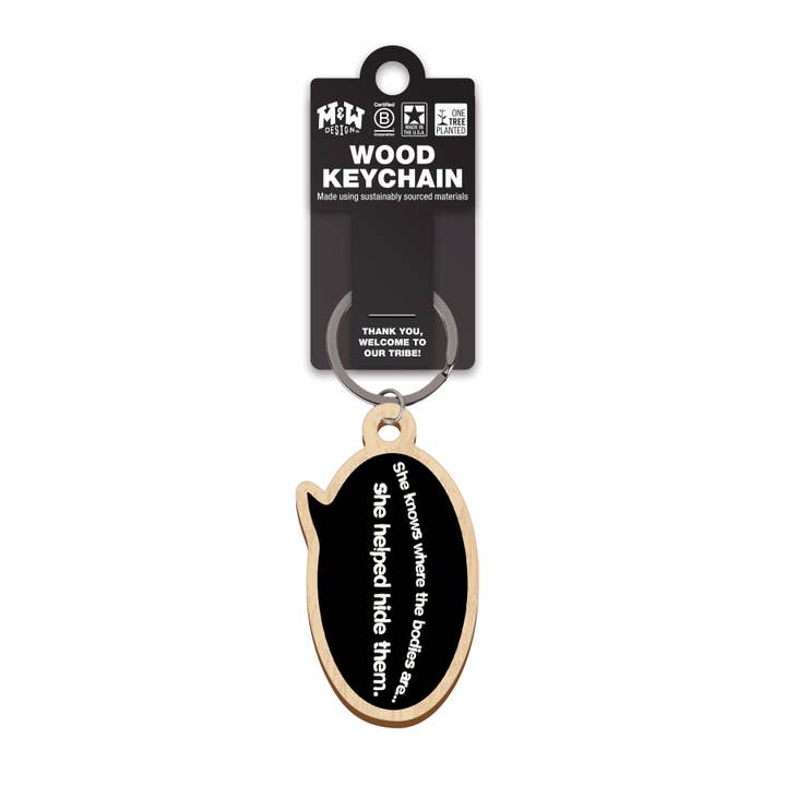 She knows where the bodies are… - Keychain for wholesale by WitWords by M&W Design Co.