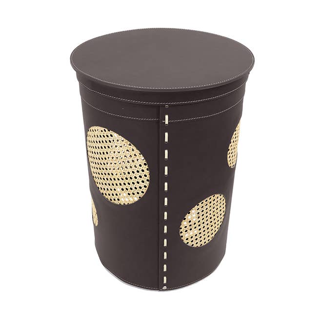 Cesto de roupa suja de couro e palha Vienna PAVIO por atacado de LIMAC Design