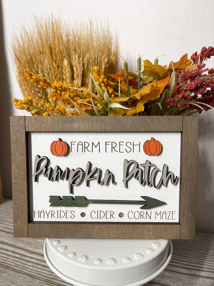 Fall and Pumpkin Tiered Tray Decor Set with Signs for wholesale by Climbing Branches