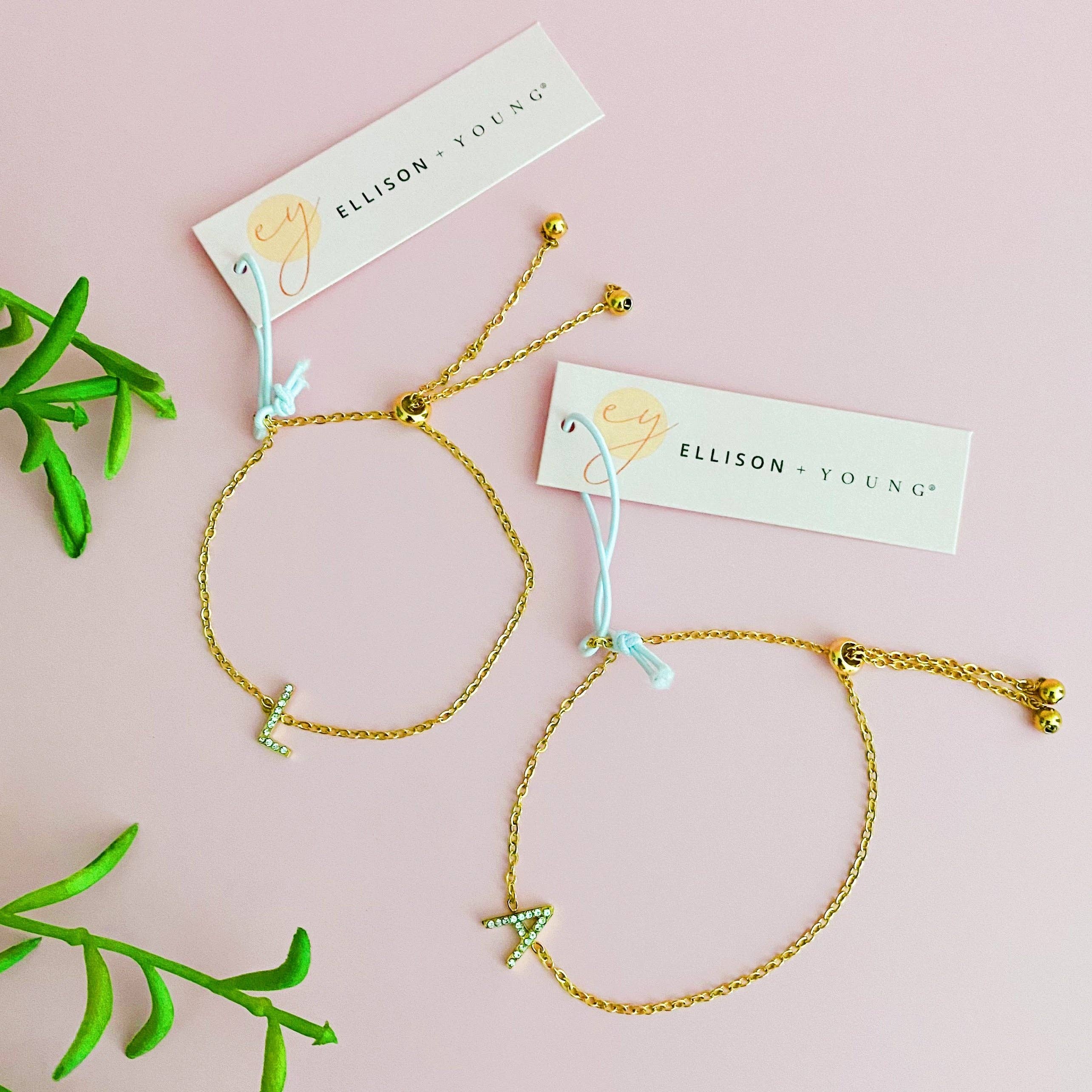 Ellison+Young - Wholesale Charm/Dangle Bracelet - Dainty Sparkle Initial Bracelet22