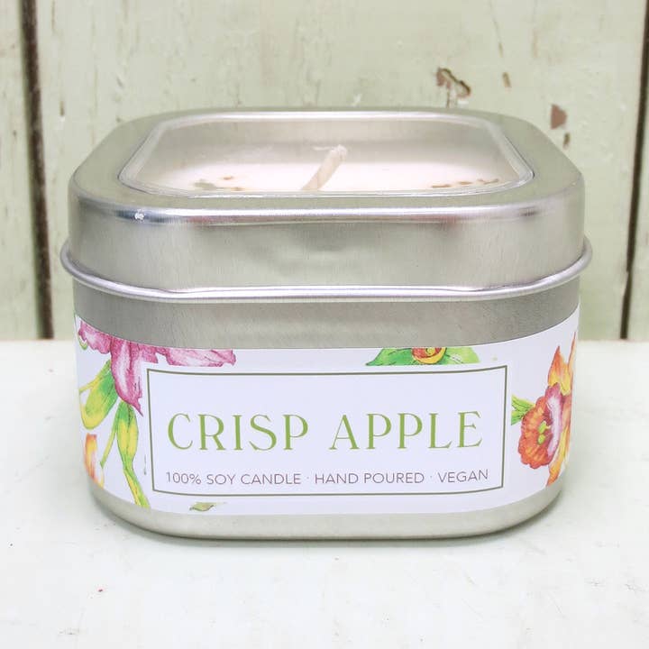 Crisp Apple Soy Candle in Large Tin - FALL Autumn for wholesale by Green Daffodil Bath & Body
