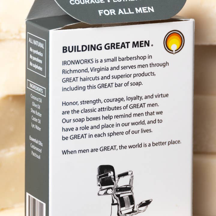 IRONWORKS Soap Company - Wholesale Bar Soap - Men's - Barber Man Soap – Cedarwood & Patchouli