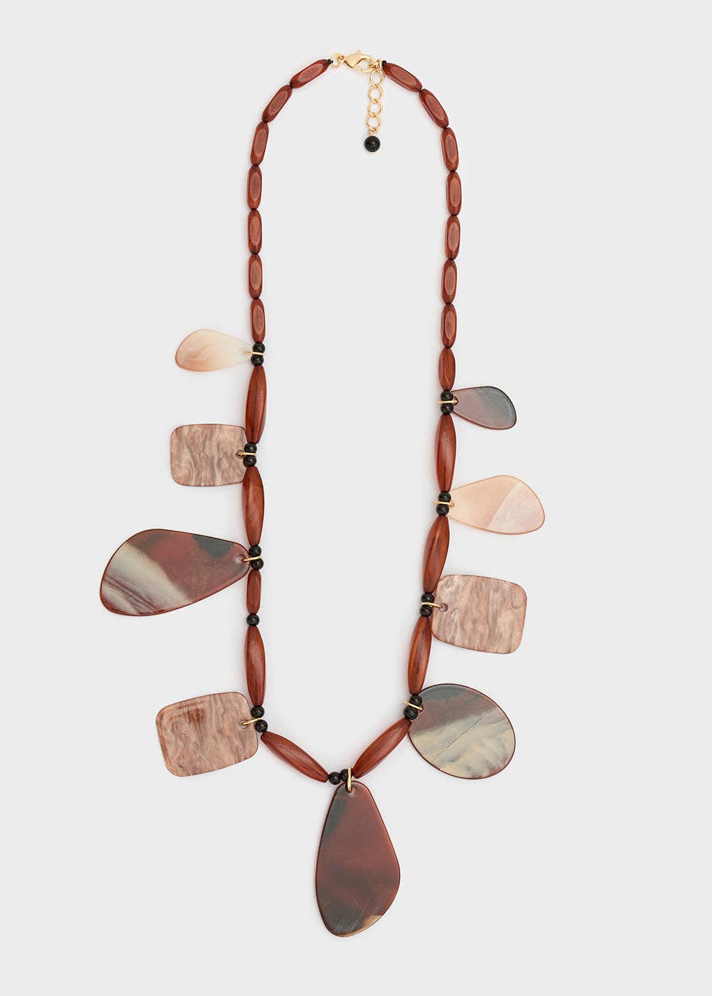 NALI' - Wholesale Beaded/Pearl Necklace - LONG NECKLACE MIX ELEMENT IN RESIN BROWN - N642