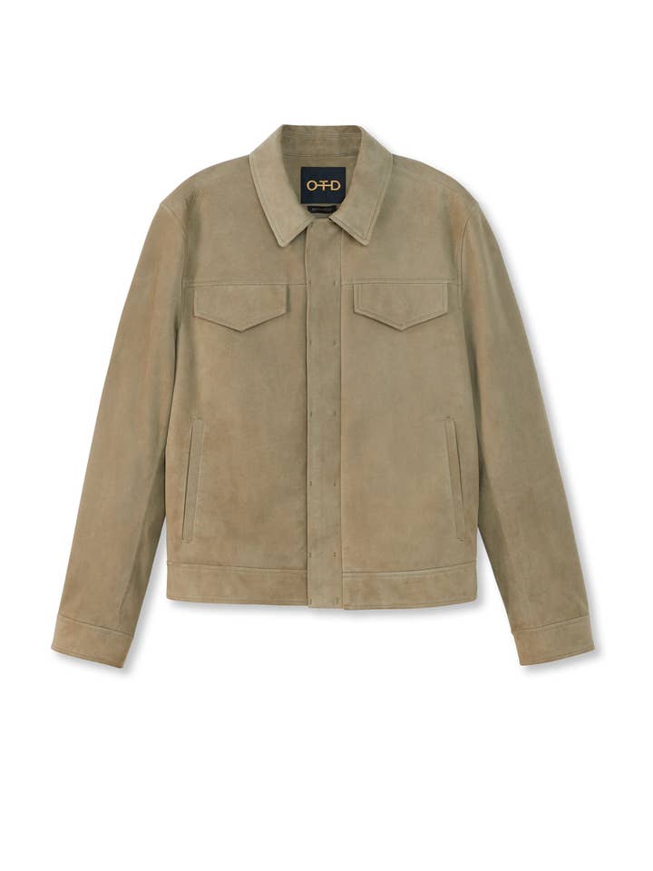 Suede Trucker Jacket (Sage) for wholesale by ON THIS DAY