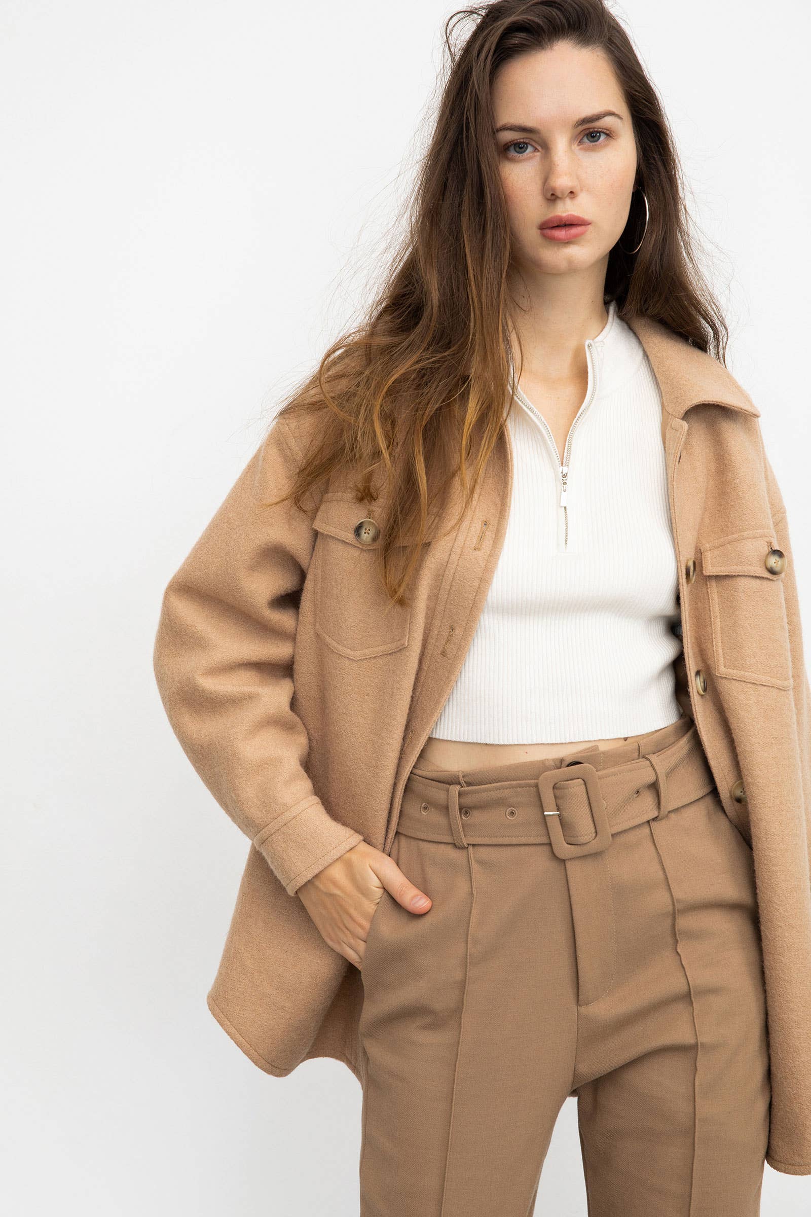 J.ING - Wholesale Trench Coat - Women's - Sage Tan Longline Coat8