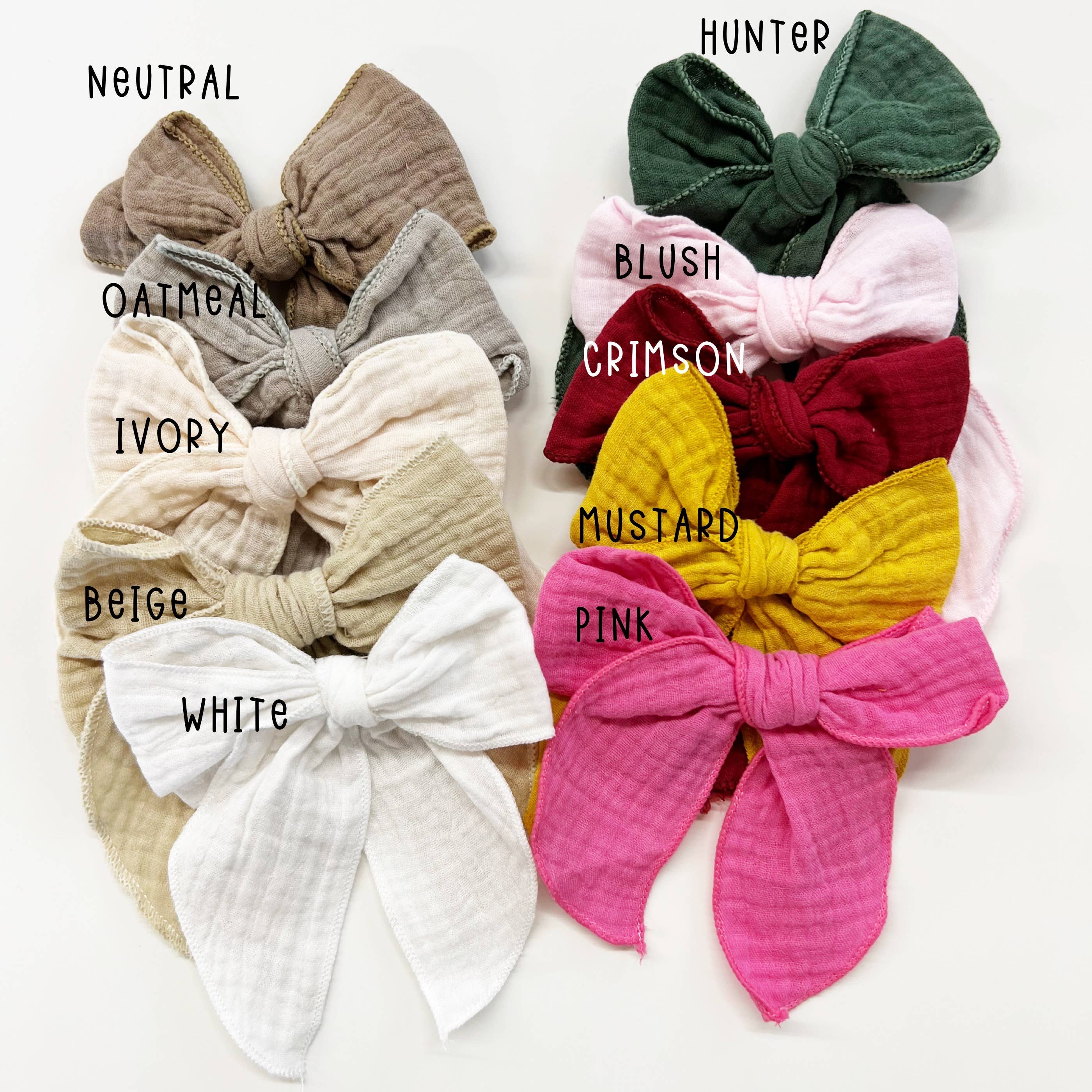 Golden Dot Lane - Wholesale Hair Bow - Kids - Large Gauze Linen Hair Bow1