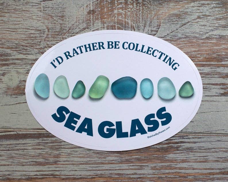 Beachcombing / Etched by the Sea – Adesivo por atacado – Eu prefiro estar coletando adesivo de vidro marinho Aqua6