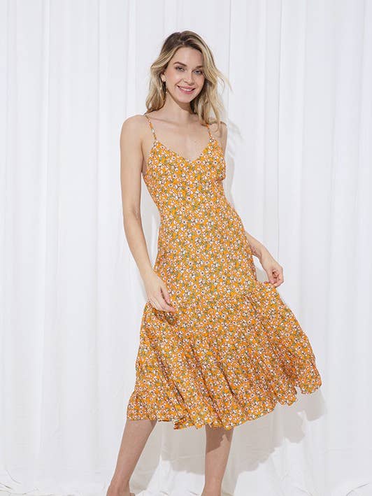 Floral Ruffle Midi Dress for wholesale by ILLA ILLA