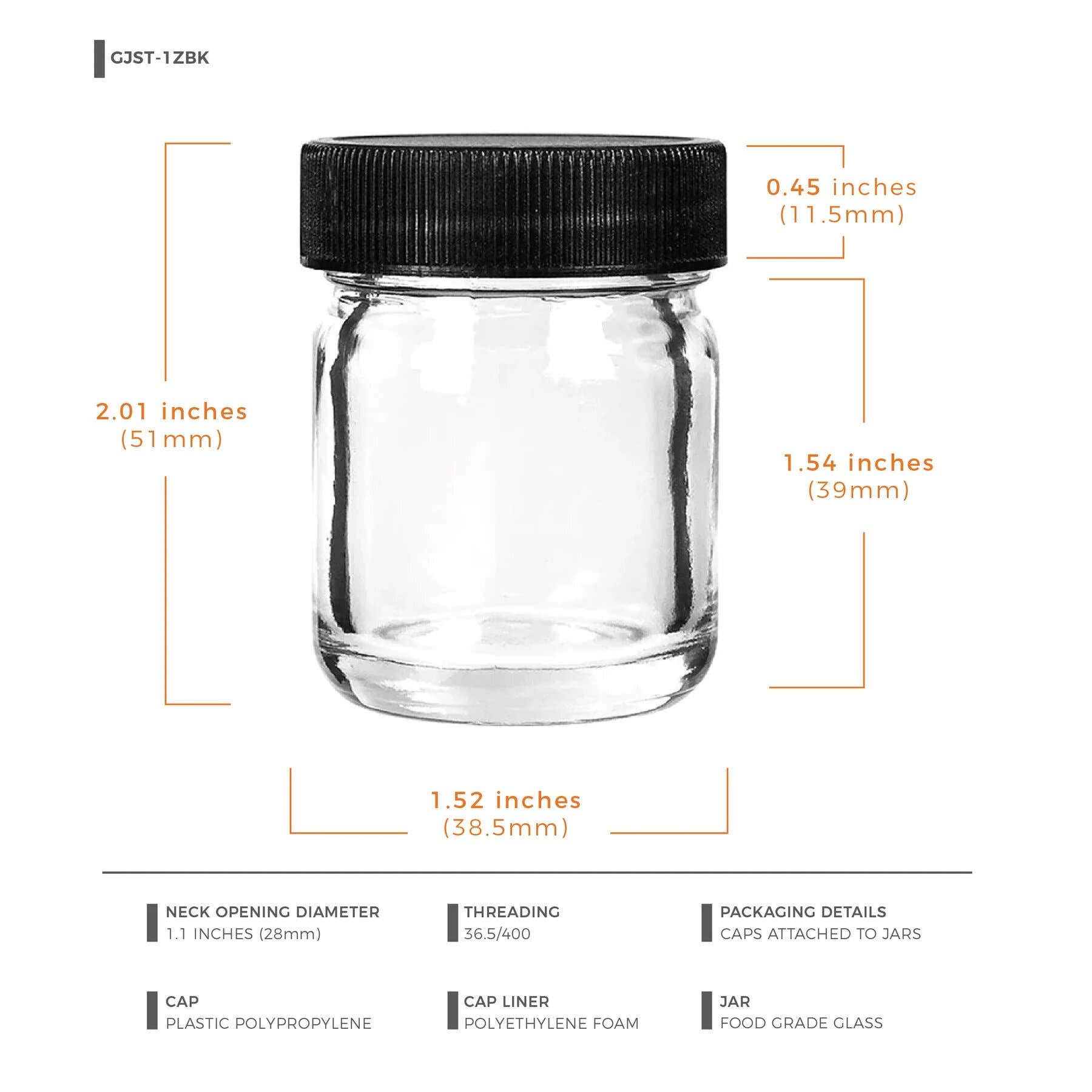 Human Objects® - Wholesale Jar - 1oz Glass Jar w/ Screw-Top Lid – Spice Jar – 252 Qty6