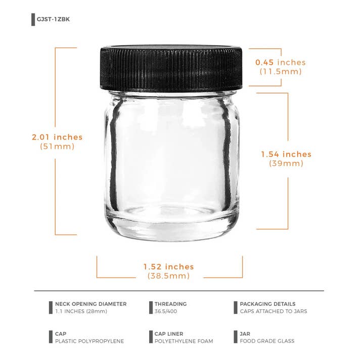 Human Objects® - Wholesale Jar - 1oz Glass Jar w/ Screw-Top Lid – Spice Jar – 252 Qty6