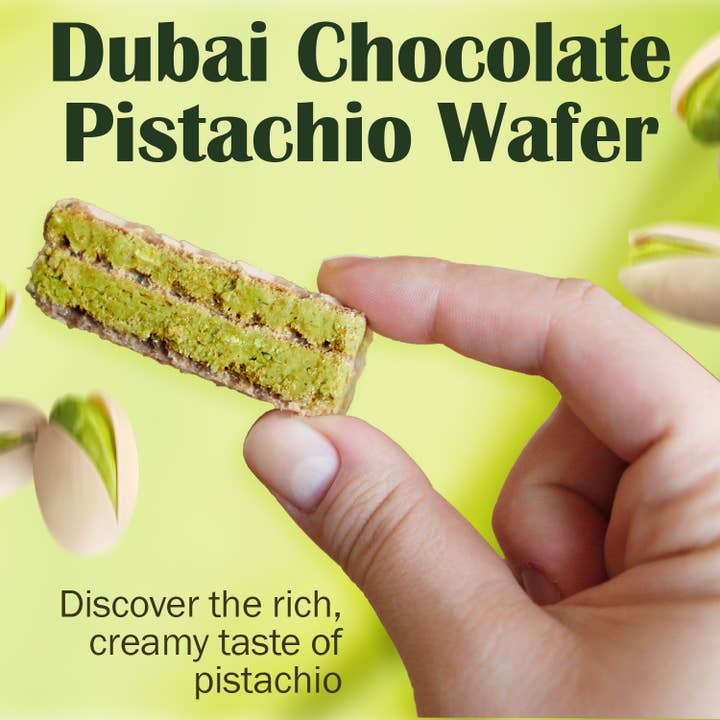 Ceres Gourmet - Wholesale Chocolate Bar - Dubai Chocolate Pistachio Wafers - 3 Piece