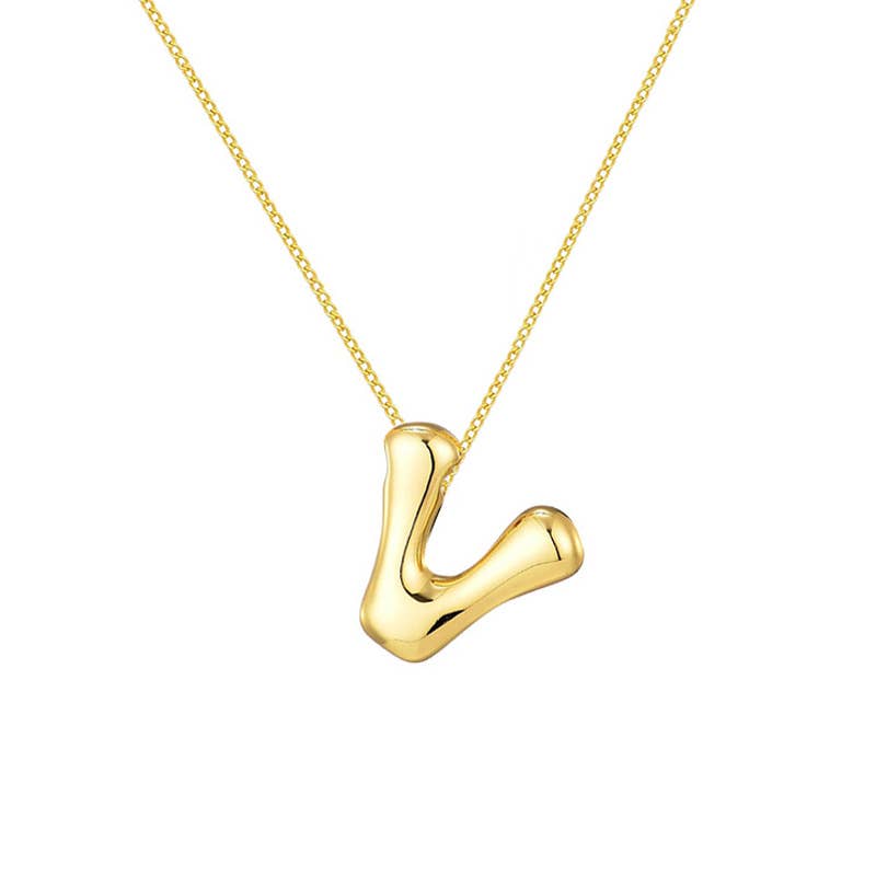 AMORINO SRL - Wholesale Pendant/Charm Necklace - LARGE BUBBLE INITIAL NECKLACE - JN24512B89GOLD18