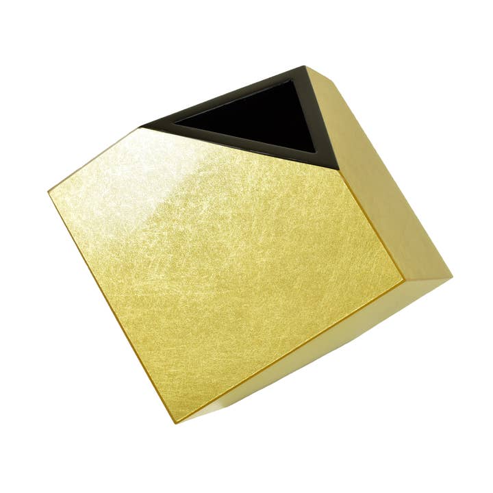 Pacific Connections - Wholesale Vase - Shine Gold Leaf - 5" Cube Flower Vase - L-76SGL0
