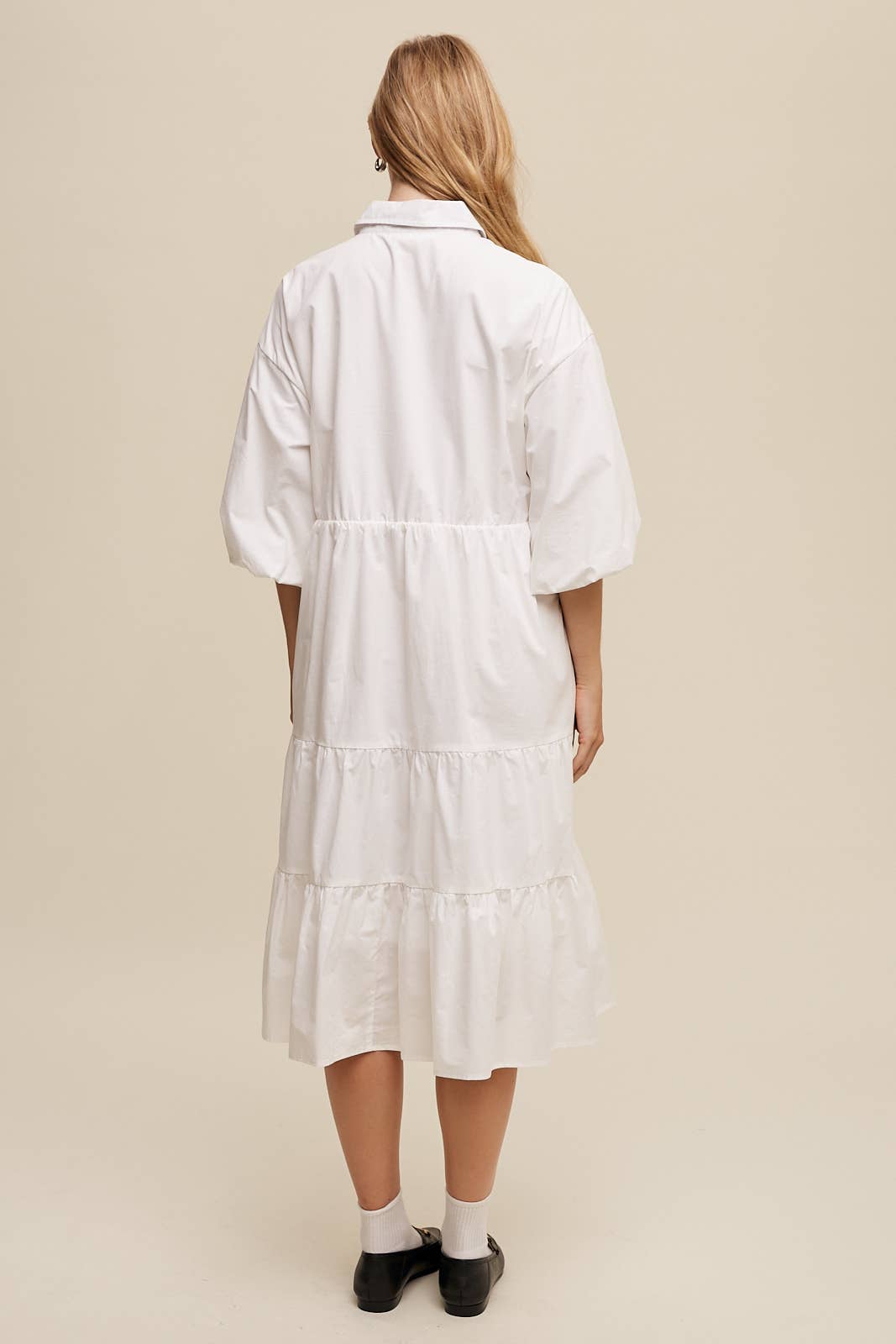 Listicle - Wholesale Dress - Women's - Tiered Poplin Shirt Dress38