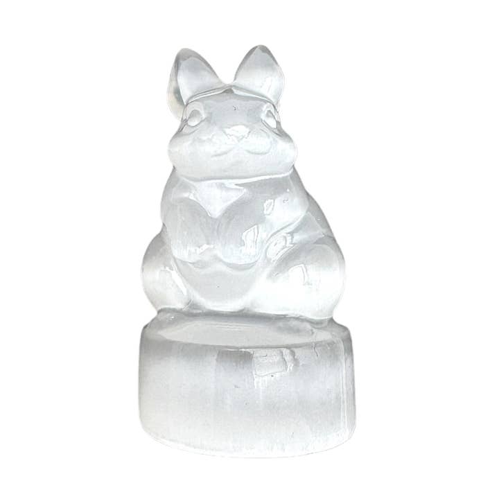 Selenite rabbit figure for wholesale by Foliesbijoux