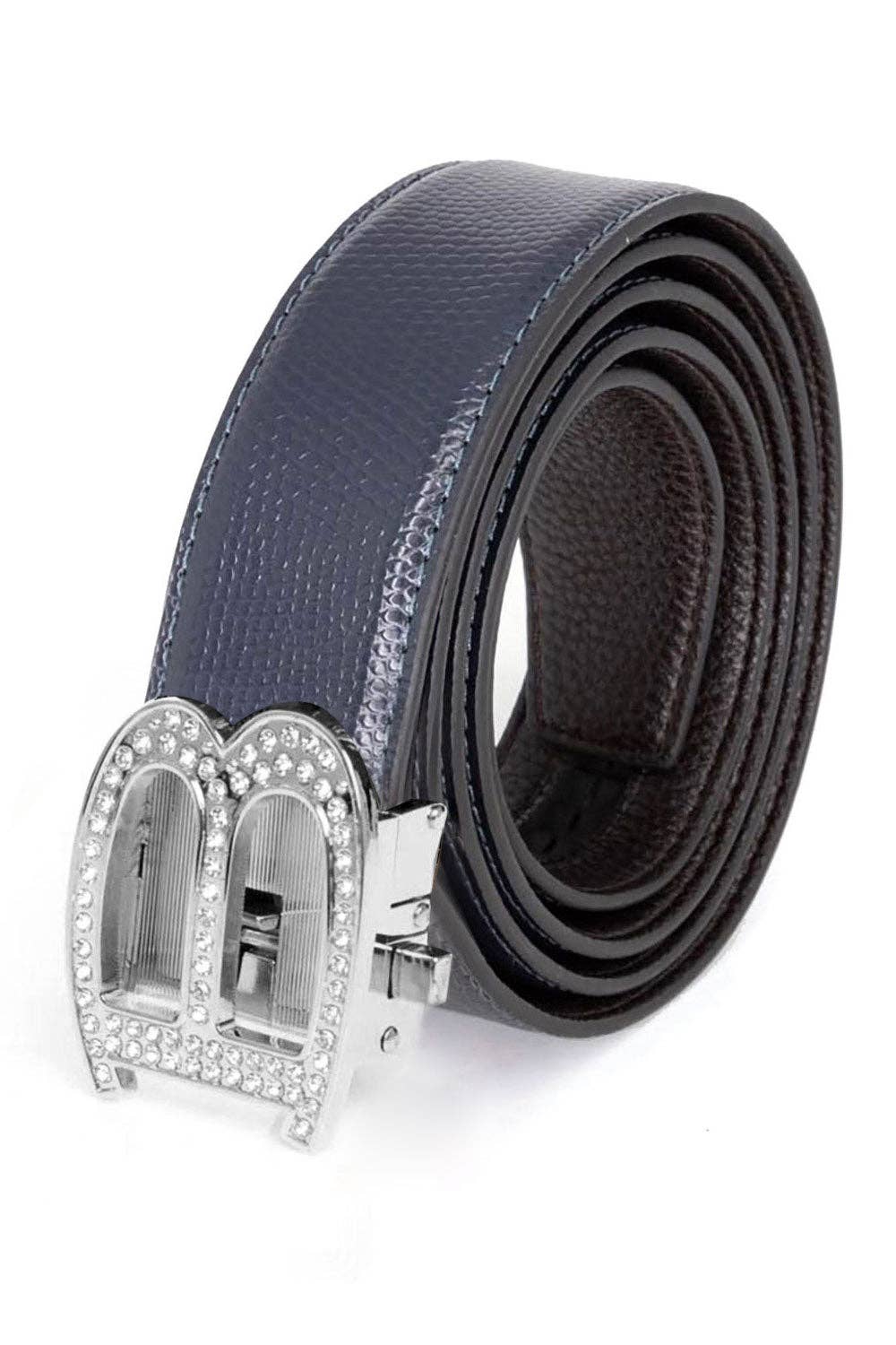 BARABAS – wholesale Belt – Men's – Men's Rhinestone B Letter Buckle Leather Belt BK81021