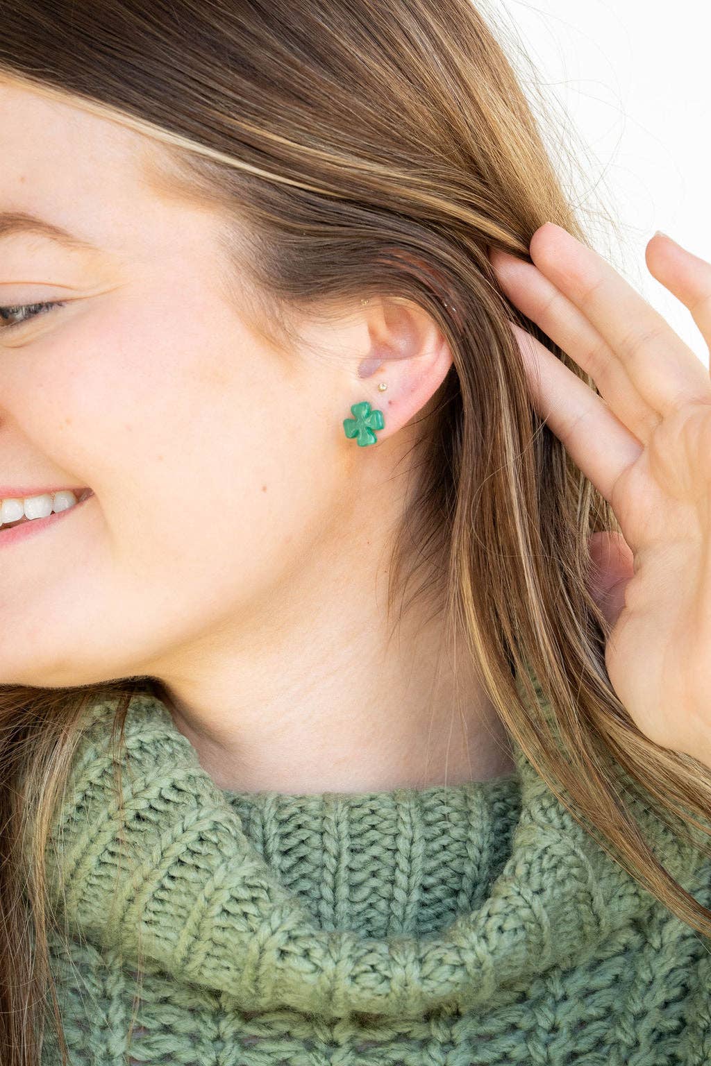 Spiffy & Splendid – wholesale Solitärörhängen – Clover Studs - Shamrock Green // St Patricks, Smycken1