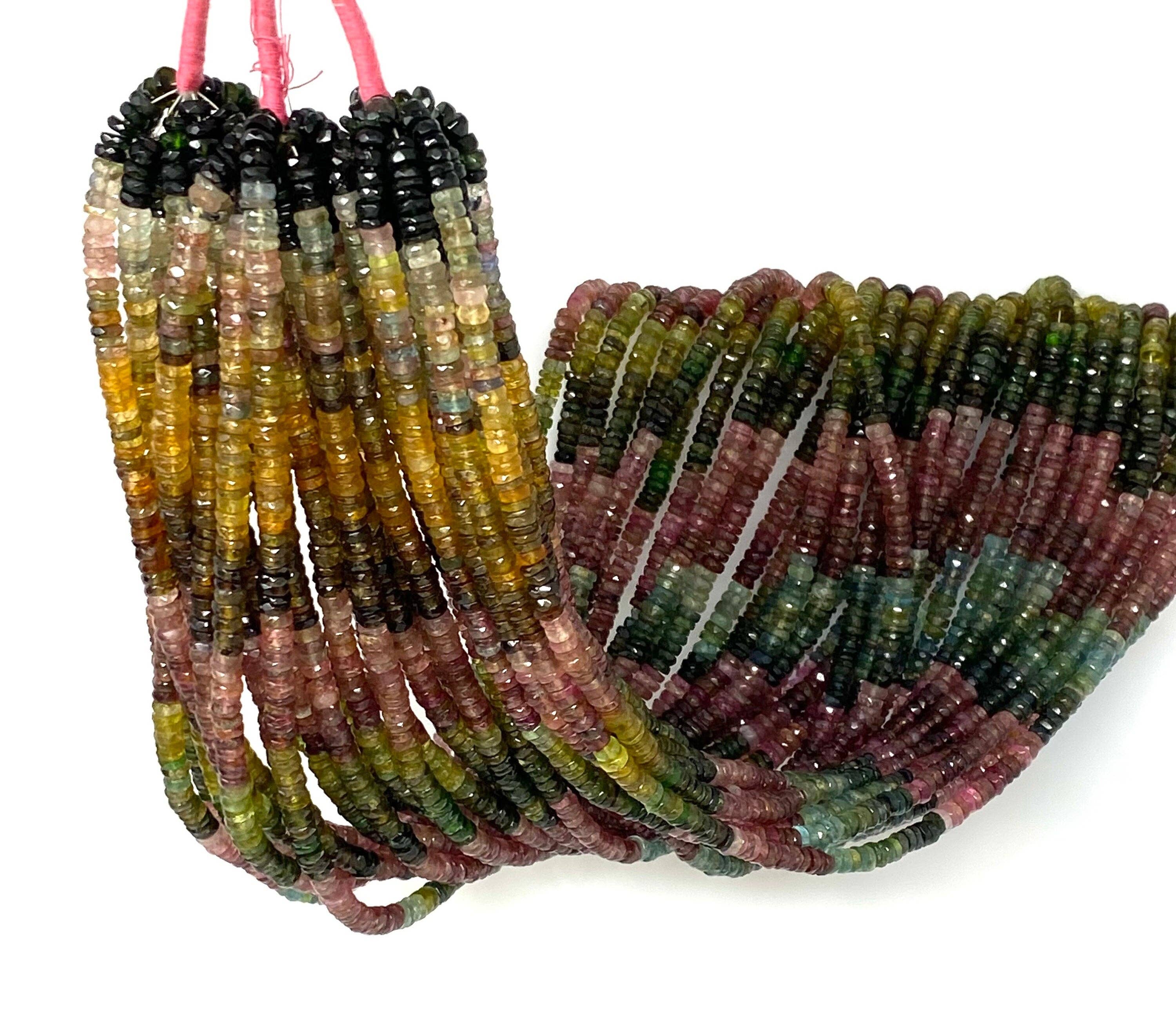 Akstar Gems - Wholesale Beads - 14.5" Natural Tourmaline Gemstone Beads, Watermelon Color Tourmaline Beads, Jewelry Supplies, Wholesale Beads, Faceted Heishi Beads4