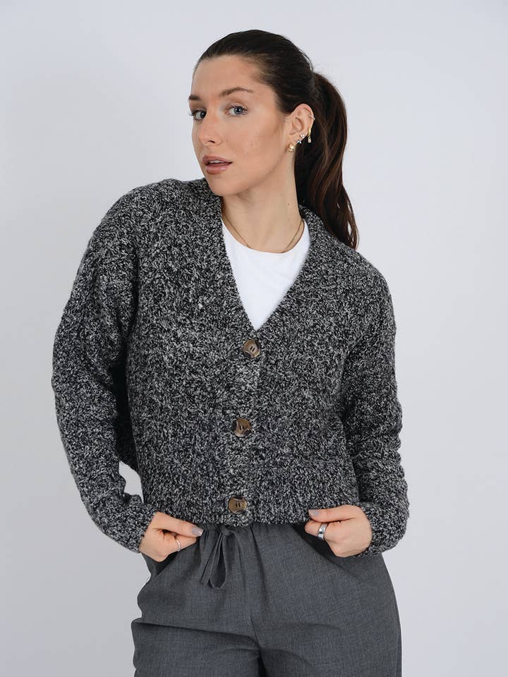 OXANA LONG SLEEVE V NECK CARDIGAN - 76S163S for wholesale by RD Style