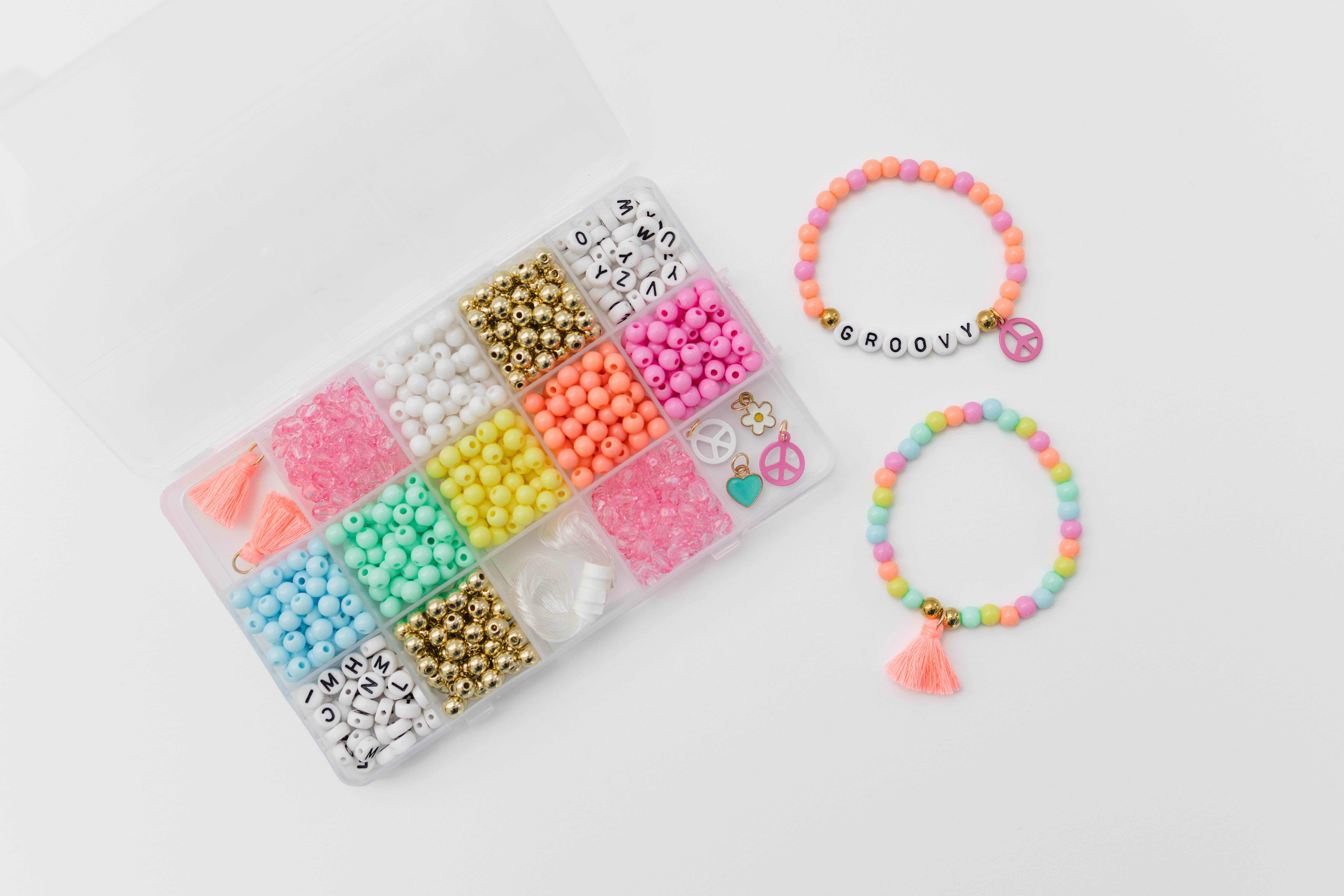 Stacked Sweetly - Wholesale DIY Jewelry - Kids - Groovy Goals DIY Stretchy Bracelet Craft Kit1