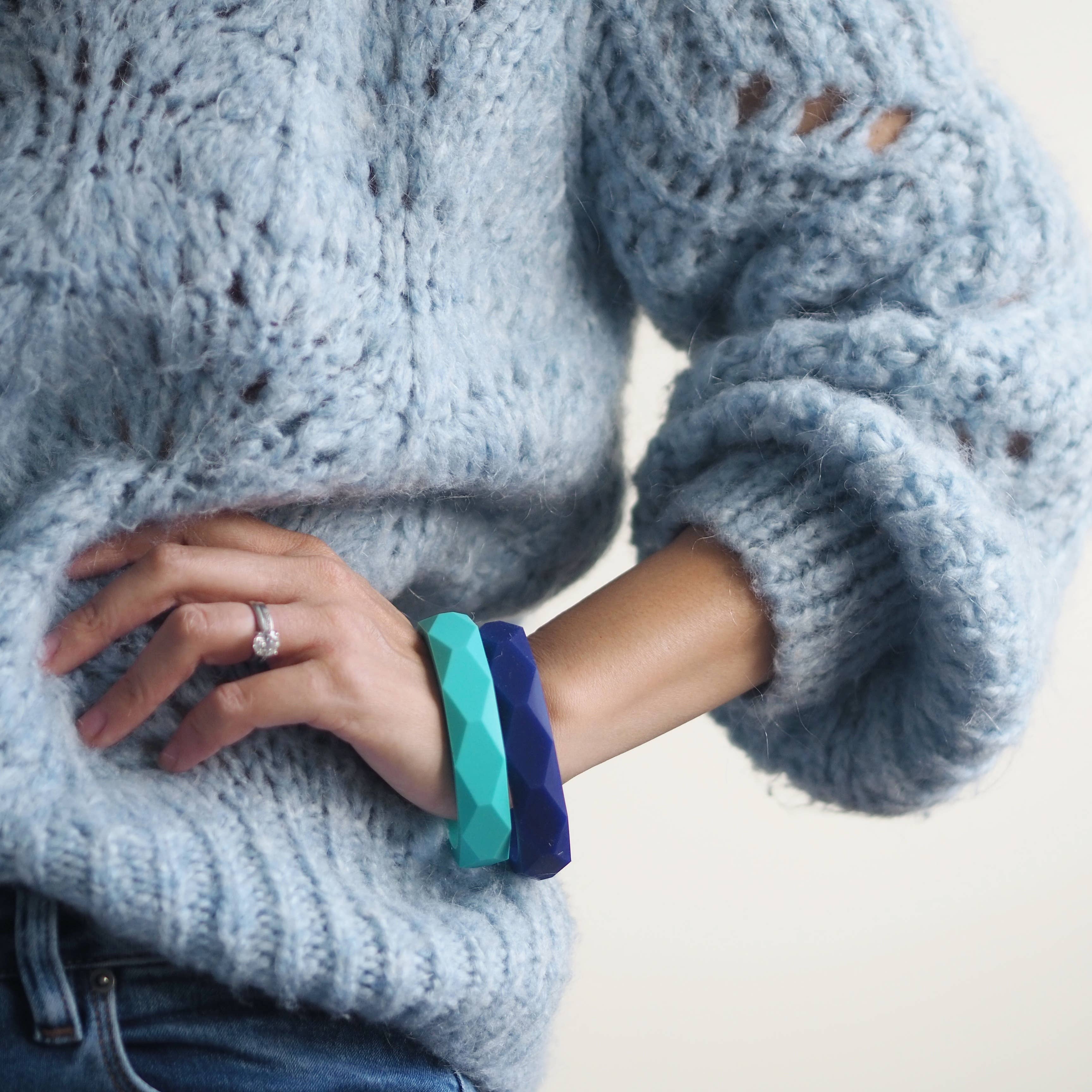 East London Baby Co - Vente Bracelet jonc - Bracelet de dentition géométrique en silicone pour mamans2