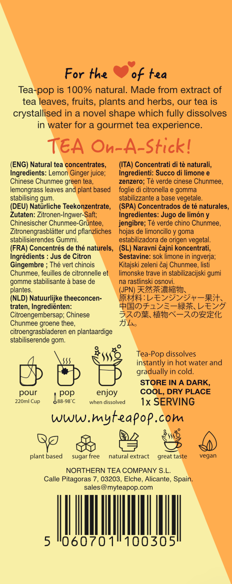 Northern Tea Company - Wholesale Tea Bags - Lemon Ginger Green TEA on-a-stick! (20x sticks tray)3