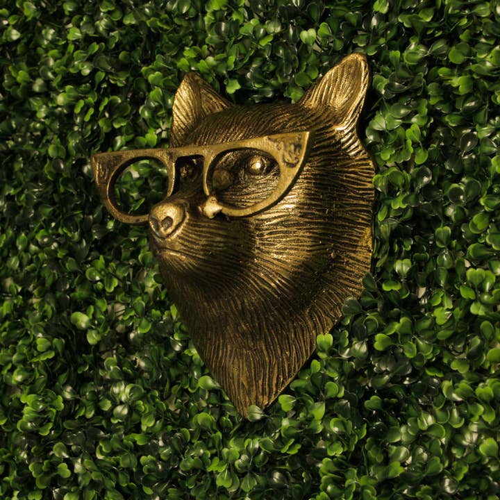 Zeckos - Wholesale Wall Decor - Kids & Baby - Gold Fox Head Wall Hanging with Cat’s Eye Glasses – 6" High5