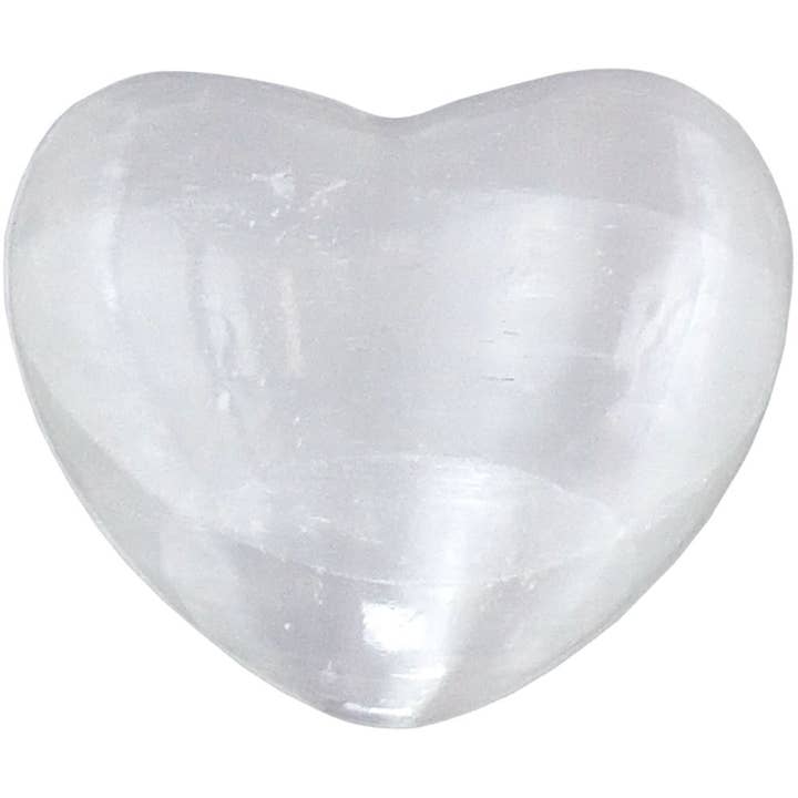 Gemstone Carving Large 3-inch Heart White Selenite (Each) for wholesale by Kheops International