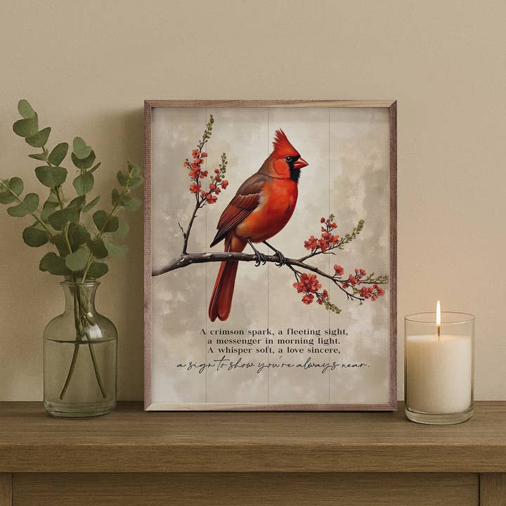 Kendrick Home - Wholesale Wood Wall Art - A Sign You're Always Near Cardinal1