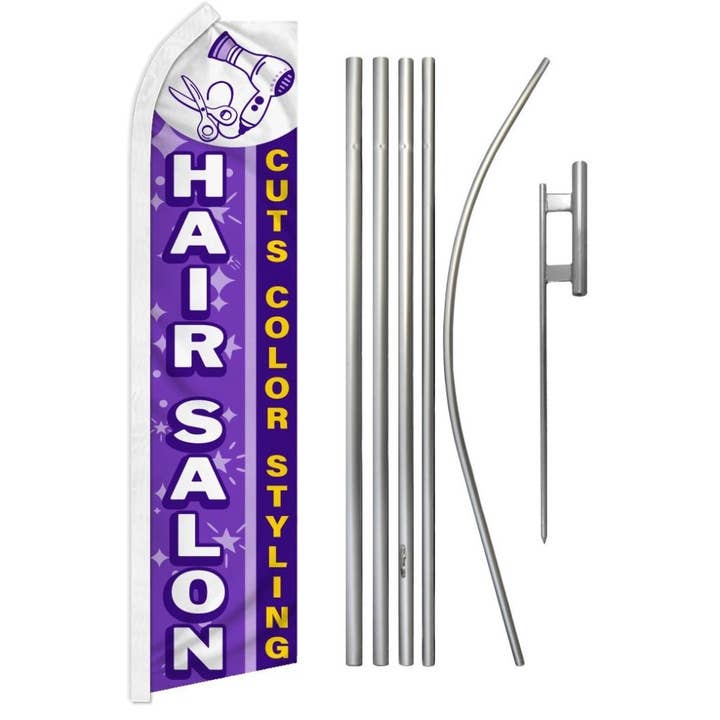 Hair Salon (Purple) Super Flag & Pole Kit for wholesale by Flags Importer