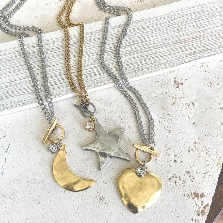VB&CO Designs Handmade Jewelry - Wholesale Pendant/Charm Necklace - Star moon heart mixed meta necklaces no tarnish jewelry 20256