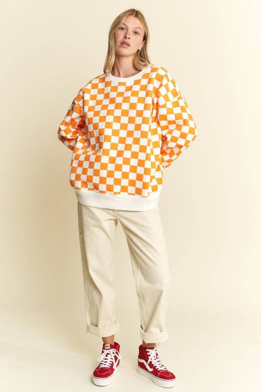 JADE BY JANE - Vendita all'ingrosso Felpa - Donna - FELPA A MANICHE LUNGHE CON STAMPA A QUADRI9