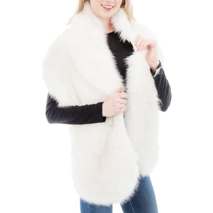 Cap Zone - Wholesale Scarf - Women's - Luxury Faux Fur Satin Lined Stole Shawl Scarf19